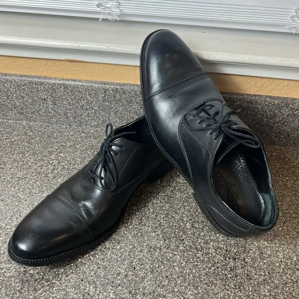 Cole Haan Mens Sz 10.5 M Shoes Black Leather Dress/Casual Oxford Lace Up Cap Toe